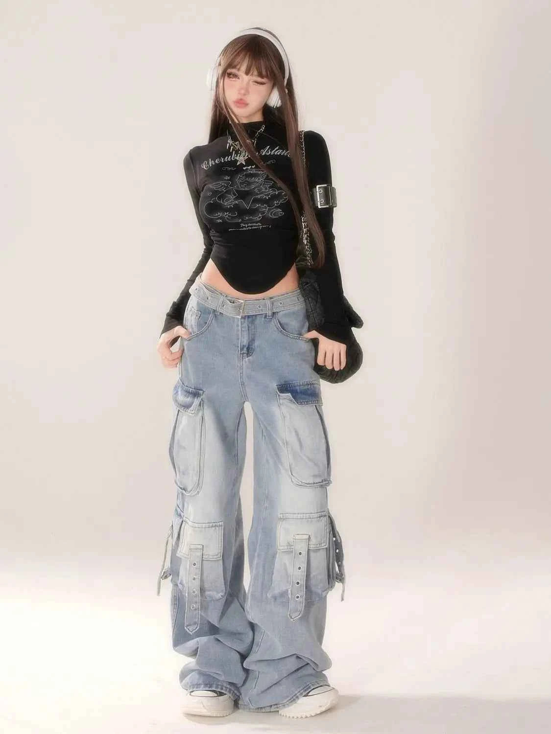 High Street Washed Multi Pocket Jeans