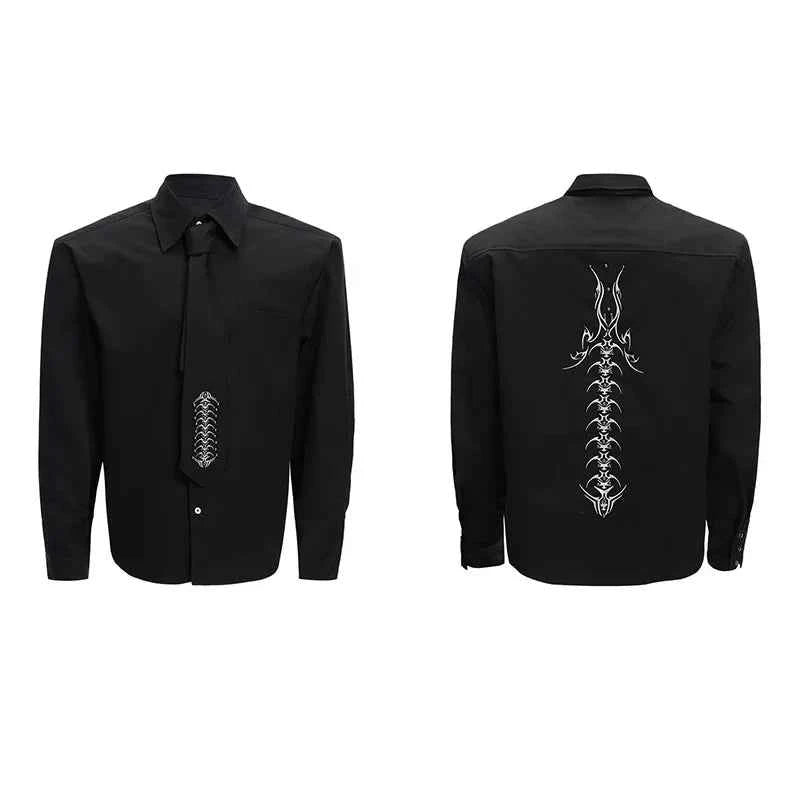 Embroidered Lapel with Contrast Color Shirt