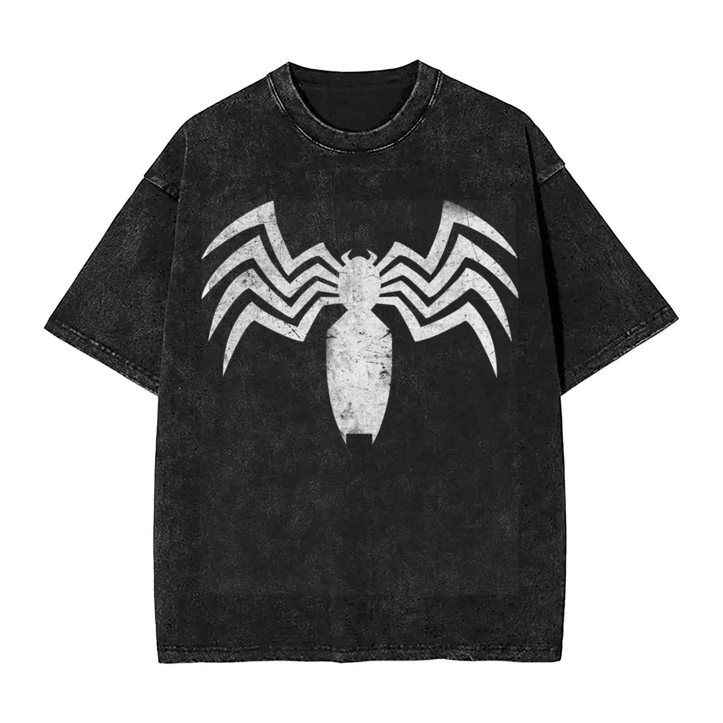 Venom Distressed Logo Washed Black T-Shirt