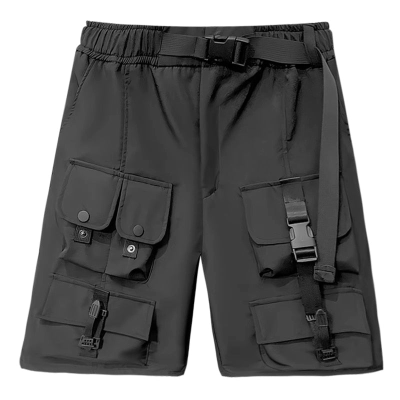 Darkwear Multiple Cargo Buckles Pockets Shorts