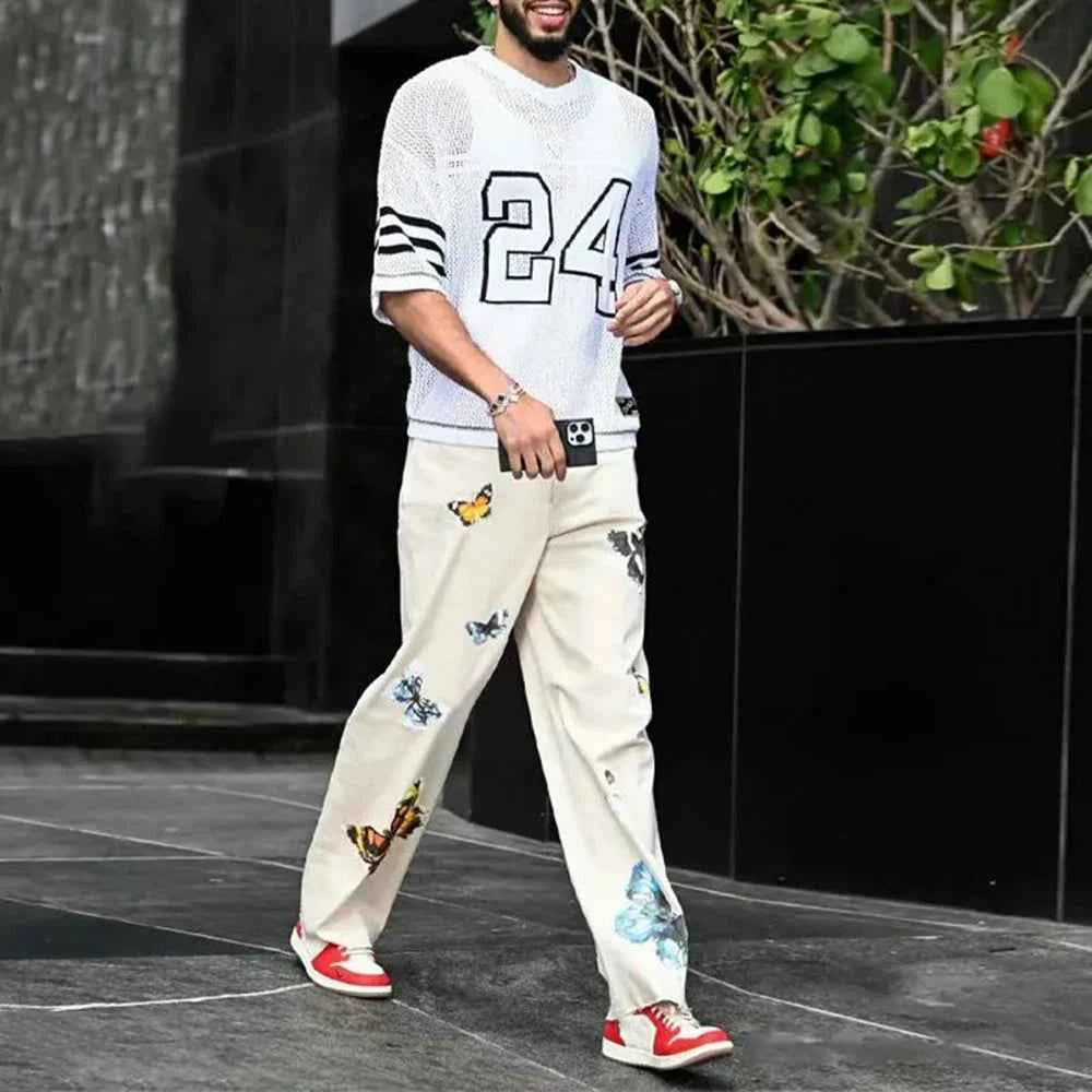 Butterfly Print Casual Sports Running Pants
