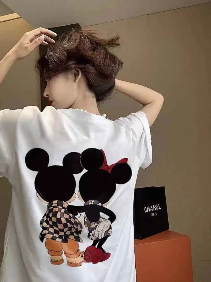 Soft White Mickey Graphic Half T-Shirt
