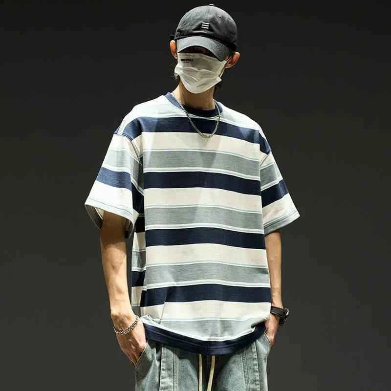 Men's Striped Hip Hop Short Sleeve T-Shirt