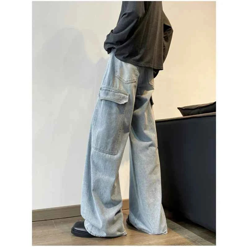 Vintage Wide Leg Cargo Denim Jeans