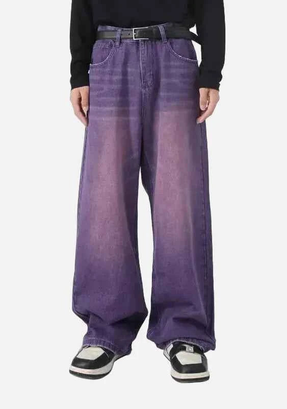 Purple American Style Gradient Wide-Leg Jeans