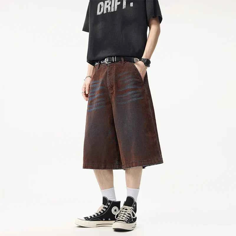 Insulated Cool Brown Washed Wide Leg Jorts