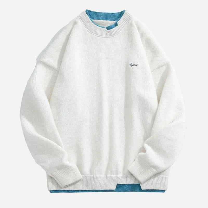 Y2K Soloid Color Patchwork Ripped Knit Sweater
