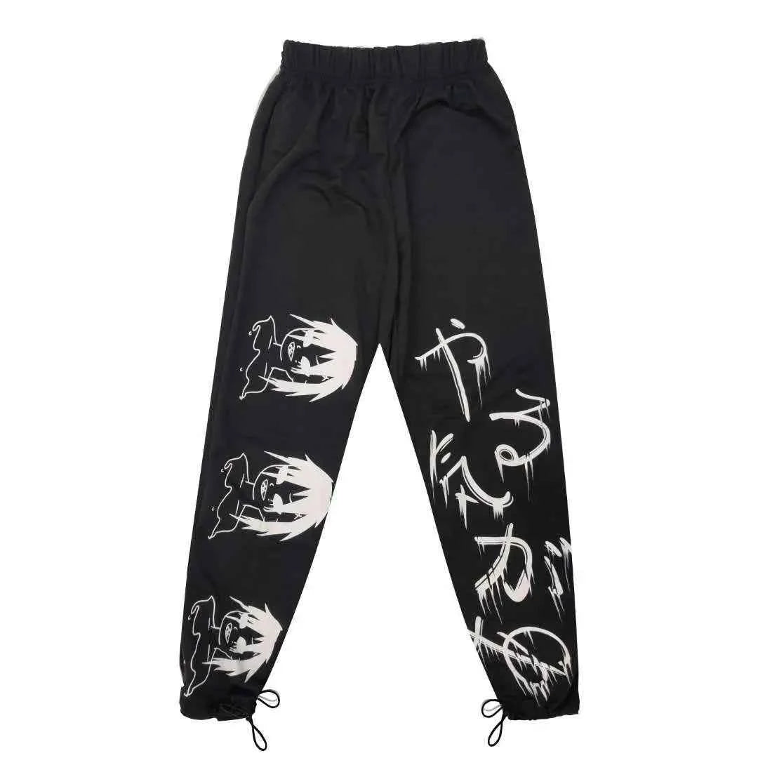 Y2K Japanese Anime Printed Black Pants