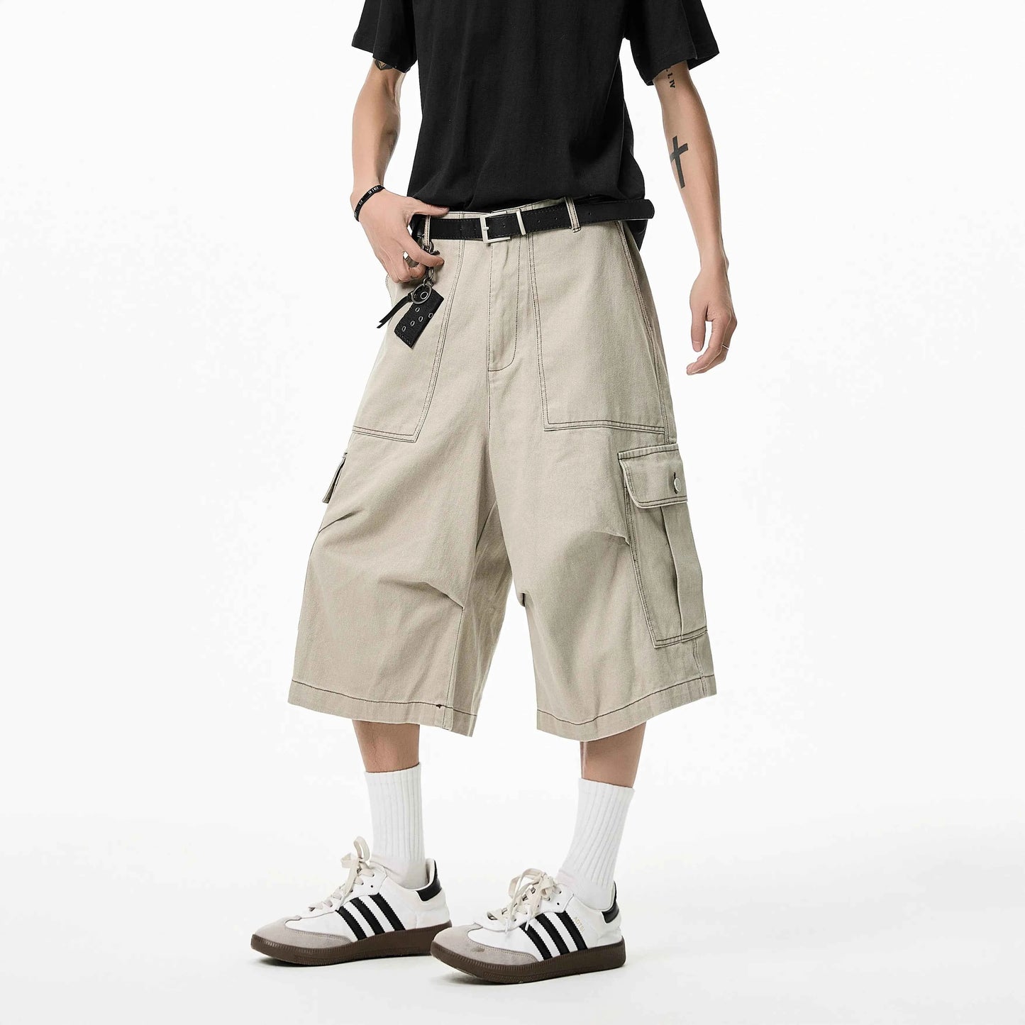 American Style Streetwear Cotton Cargo Utility Jorts