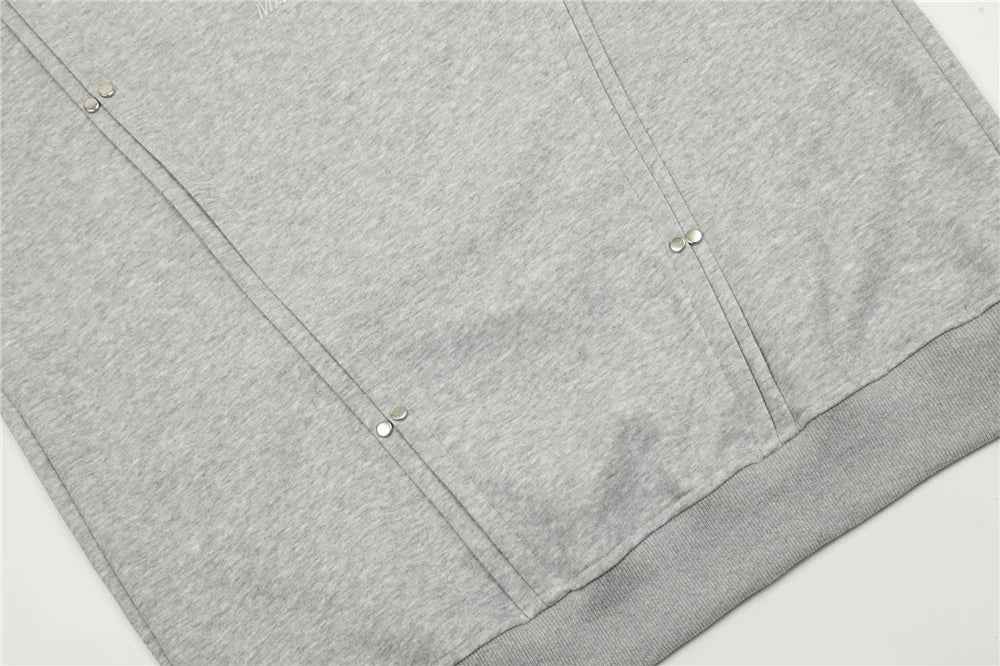 Y2K Rivet Patchwork Black Hip Hop Hooded Sweatshirt