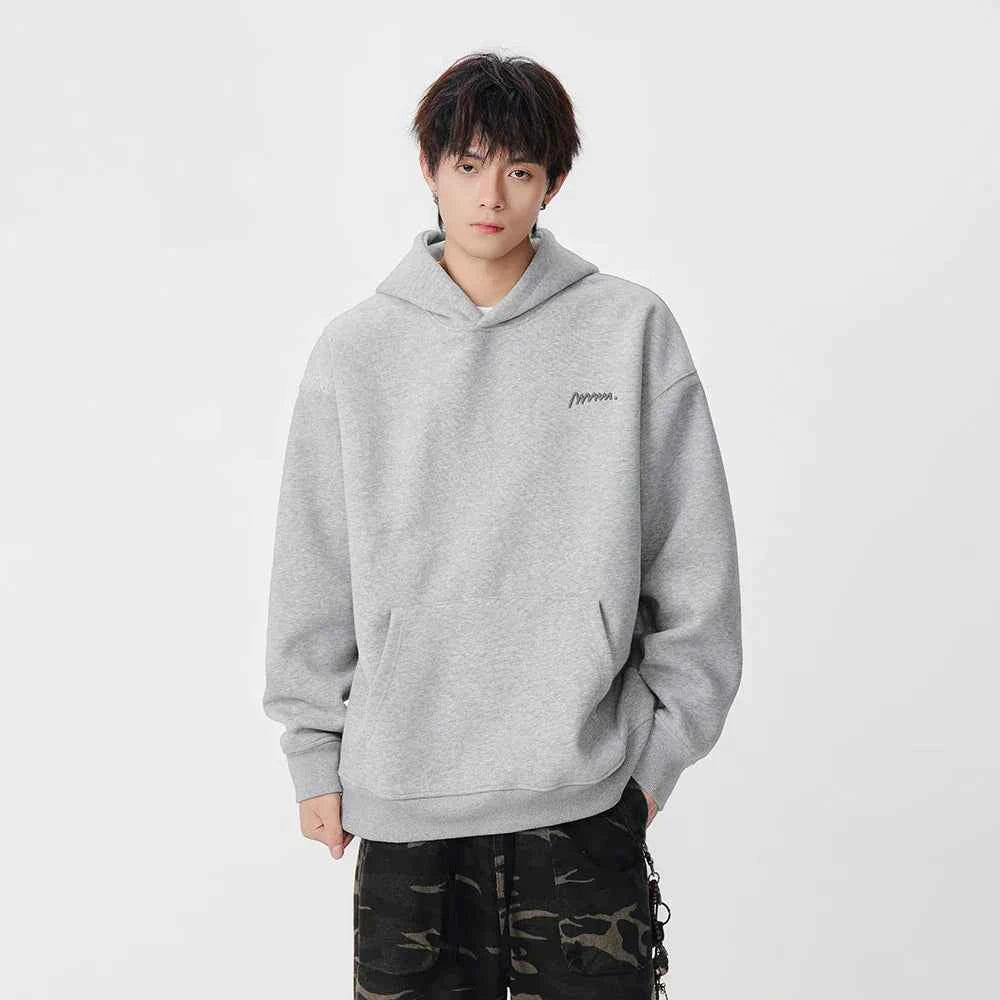 Minimalist Embroidered Logo Casual Hoodie