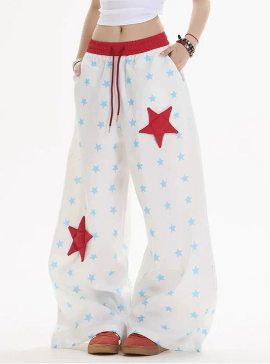 Lightweight Sweat Stars Oversized Parachute Jogger - Luxuryurbanwear