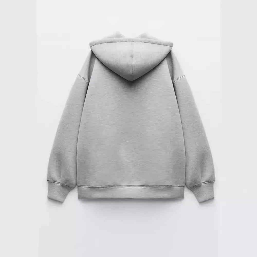 Streetwear Cozy Gray Long Sleeve Zipper Sweatshirt