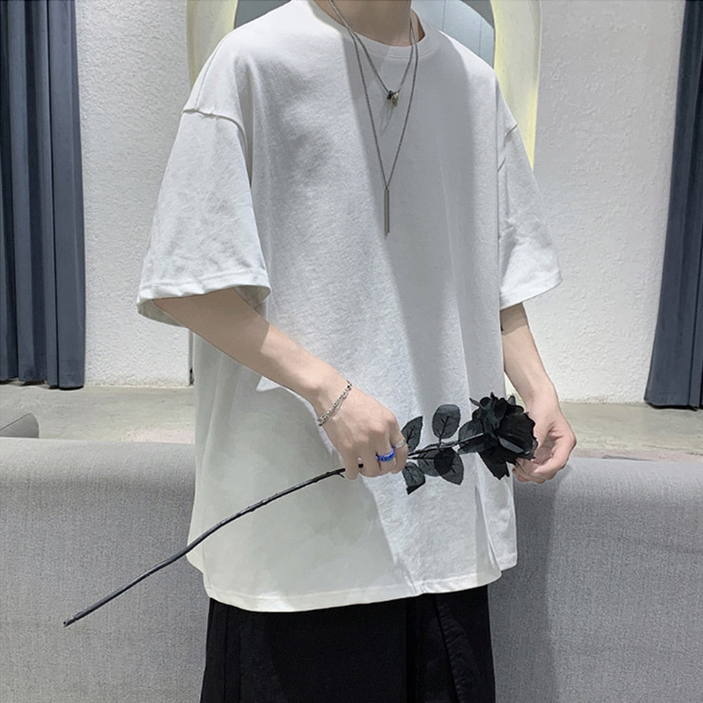 Loose Round Neck Plain T-Shirt