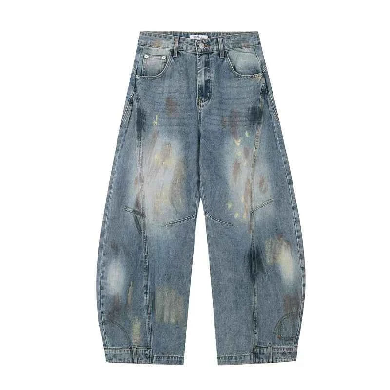Streetwear Vintage Distressed Tie Dye Graffiti Jeans