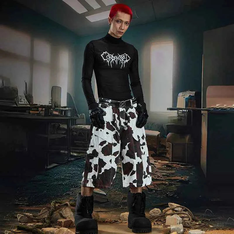 Lightweight Canouflage Printed Straight Denim Jorts