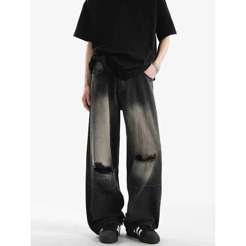 Versatile Streetwear High Waist Ripped Black Jeans
