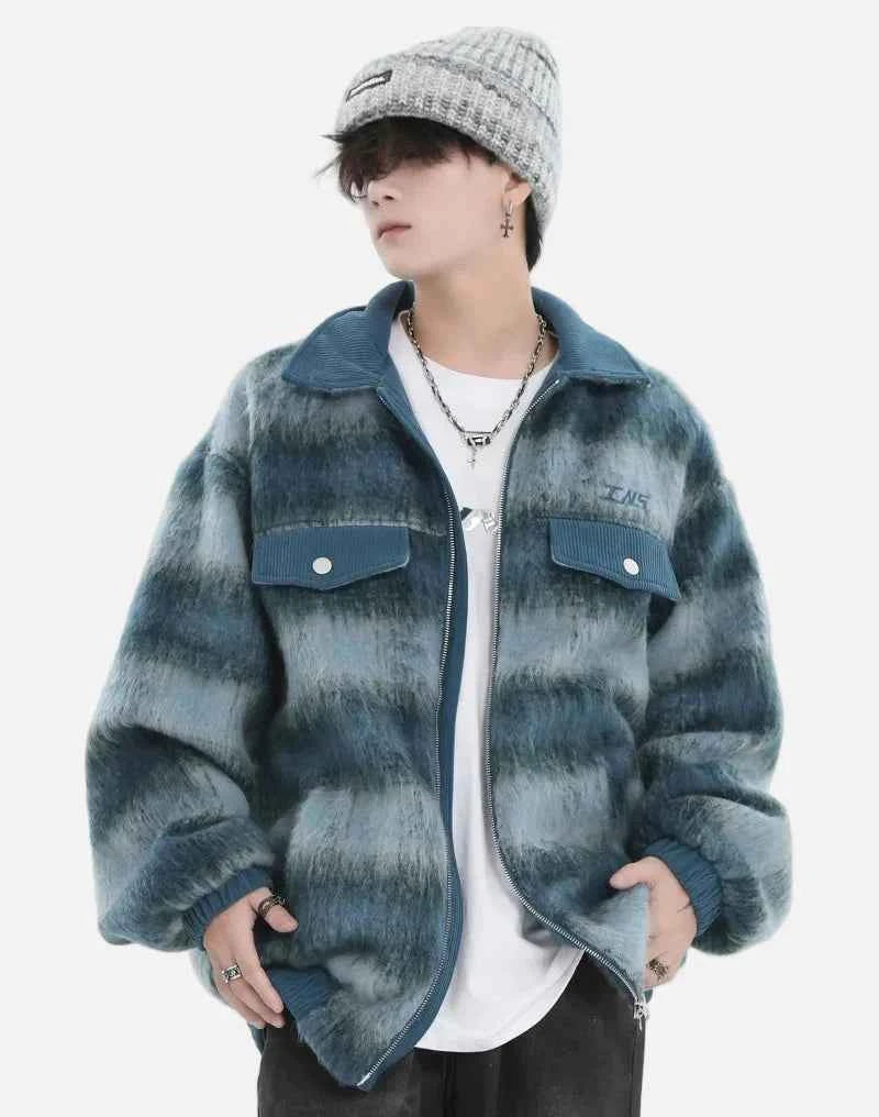 Streetwear Trendy Gradient Woolen Jacket