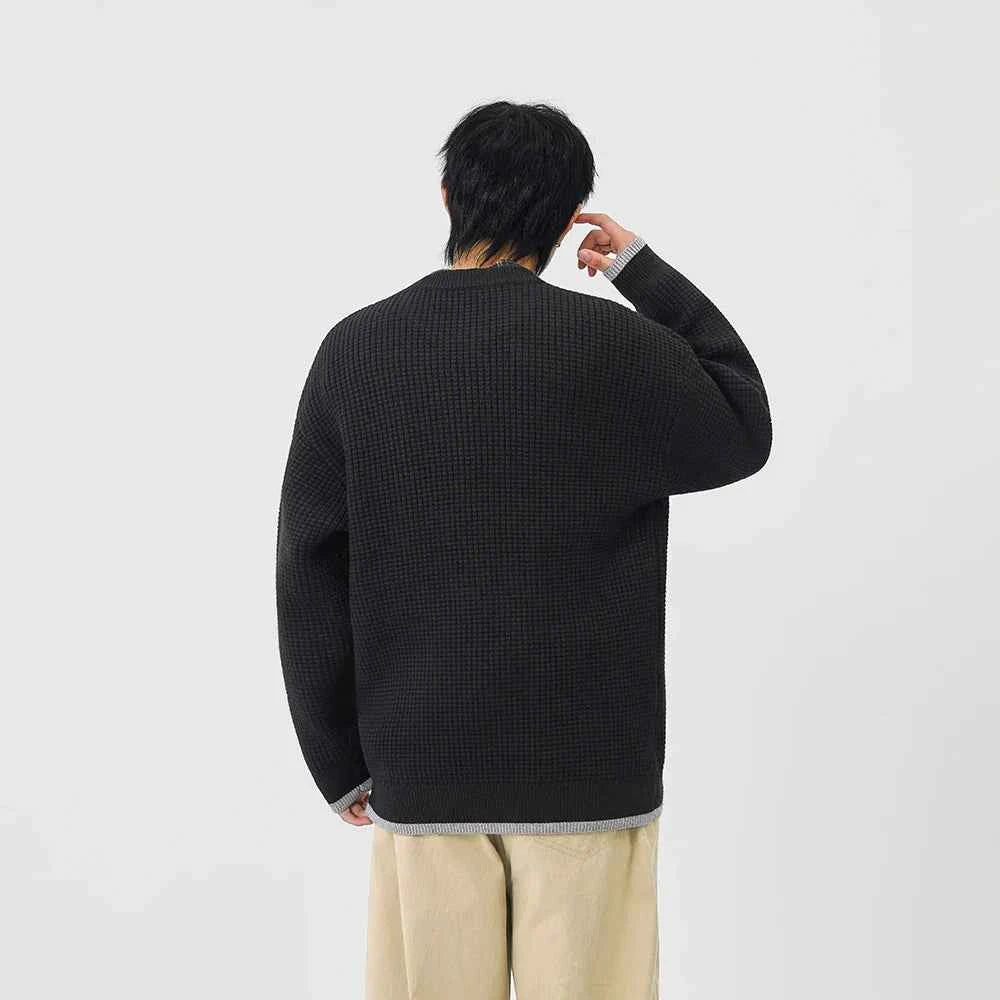 Y2K Cozy Crew Neck Waffle Knit Sweater