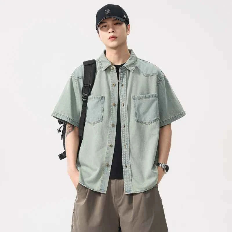 Vintage Retro Lightweight Casual Loose Denim Shirt