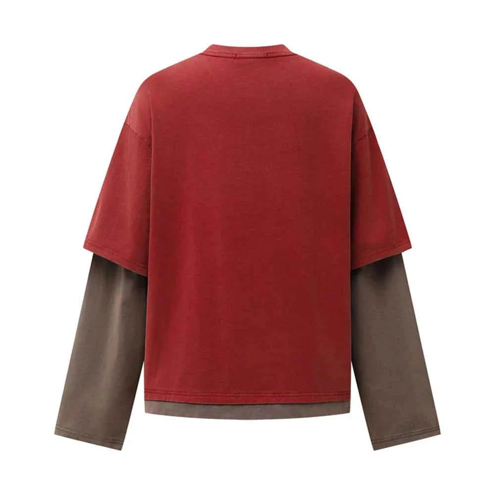 Y2K Fake Two Pieces Loose Fit Long Sleeve T-Shirt