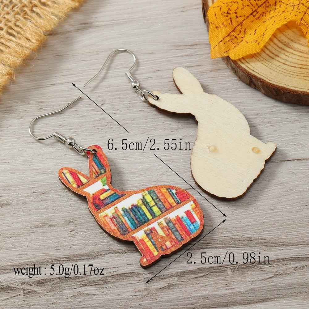 Colorful Easter Bookshelf Love Earrings