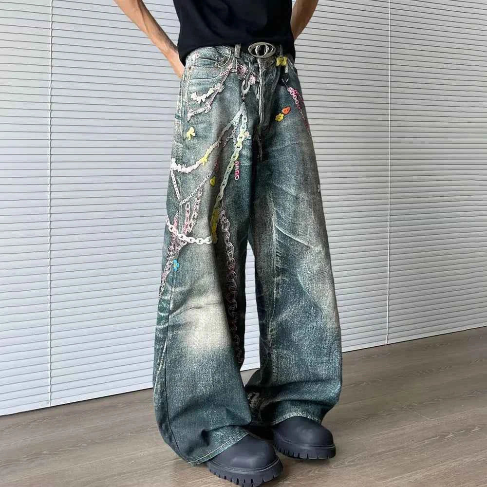 Durable Slim Fit Loose Fit Graphic Jeans