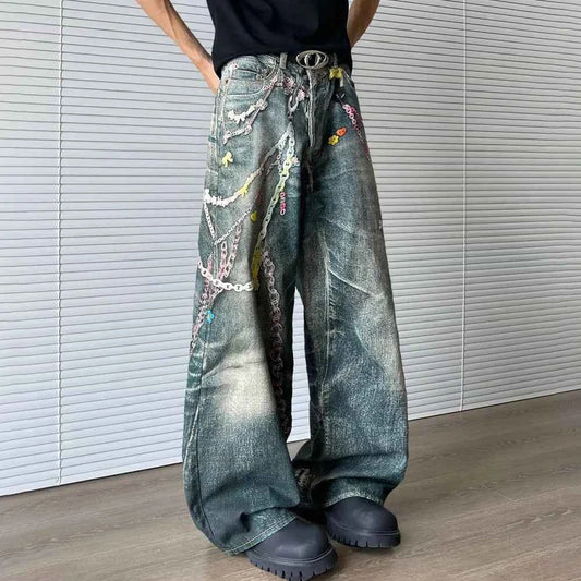 Durable Slim Fit Loose Fit Graphic Jeans