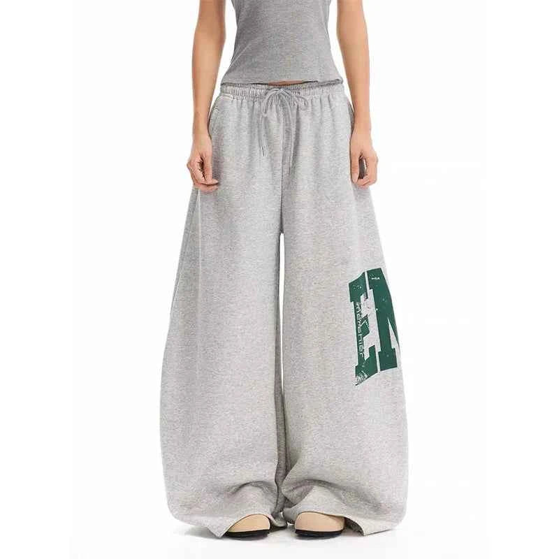 Streetwear Chic Oversized Wide Leg Letter Print Sweatpants