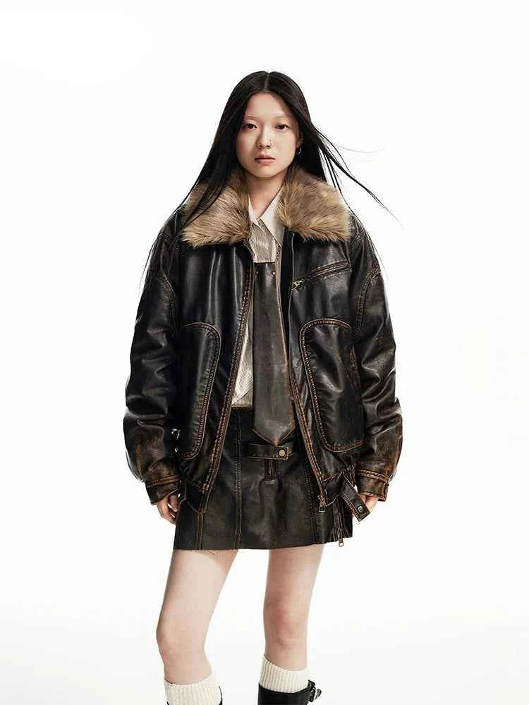 Cool Vintage Distressed Leather Jacket