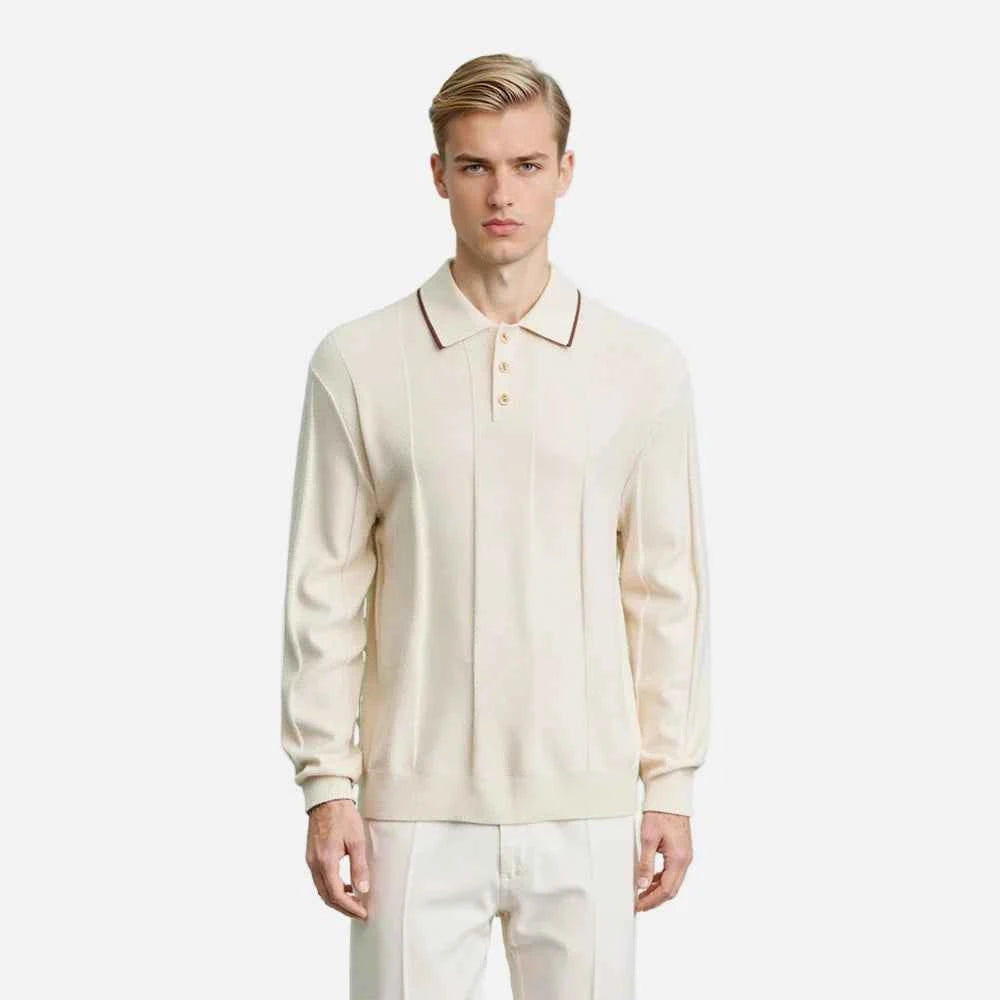 Luxury Long Sleeve Stripe Polo T-Shirt