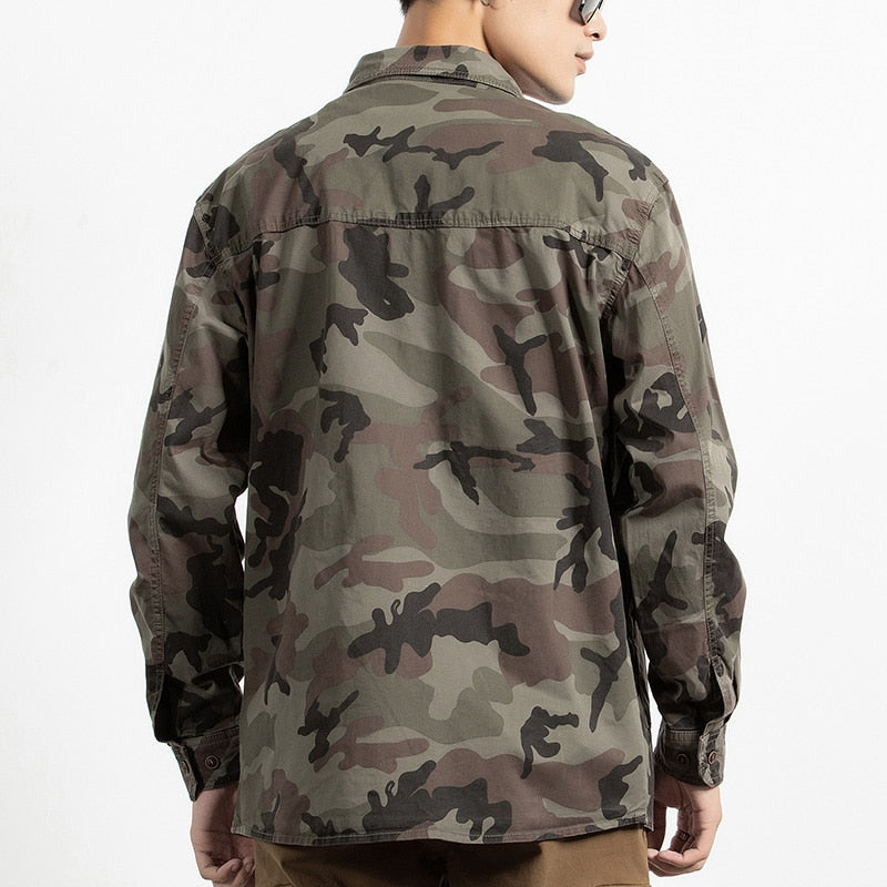 Classic Safari Camo Style Patch Pocket Jacket