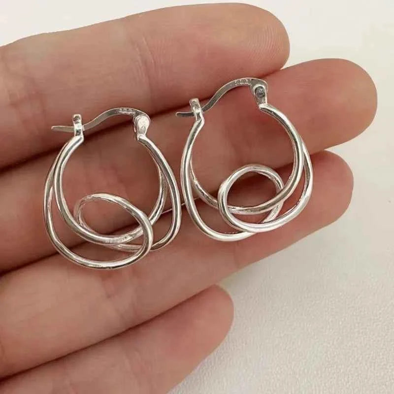 Geometric Irregular Line Sterling Silver Earrings