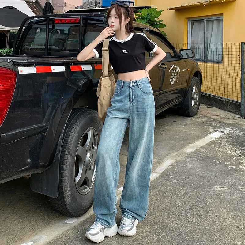 Fashionable High Waist Wide Leg Jeans