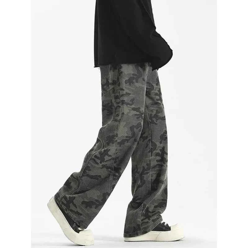 Versatile High Street Camouflage Baggy Jeans