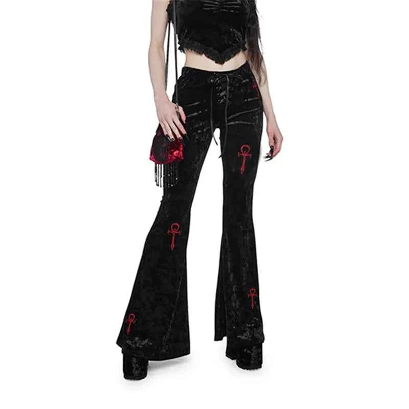 Velvet High Waist Flare Pants