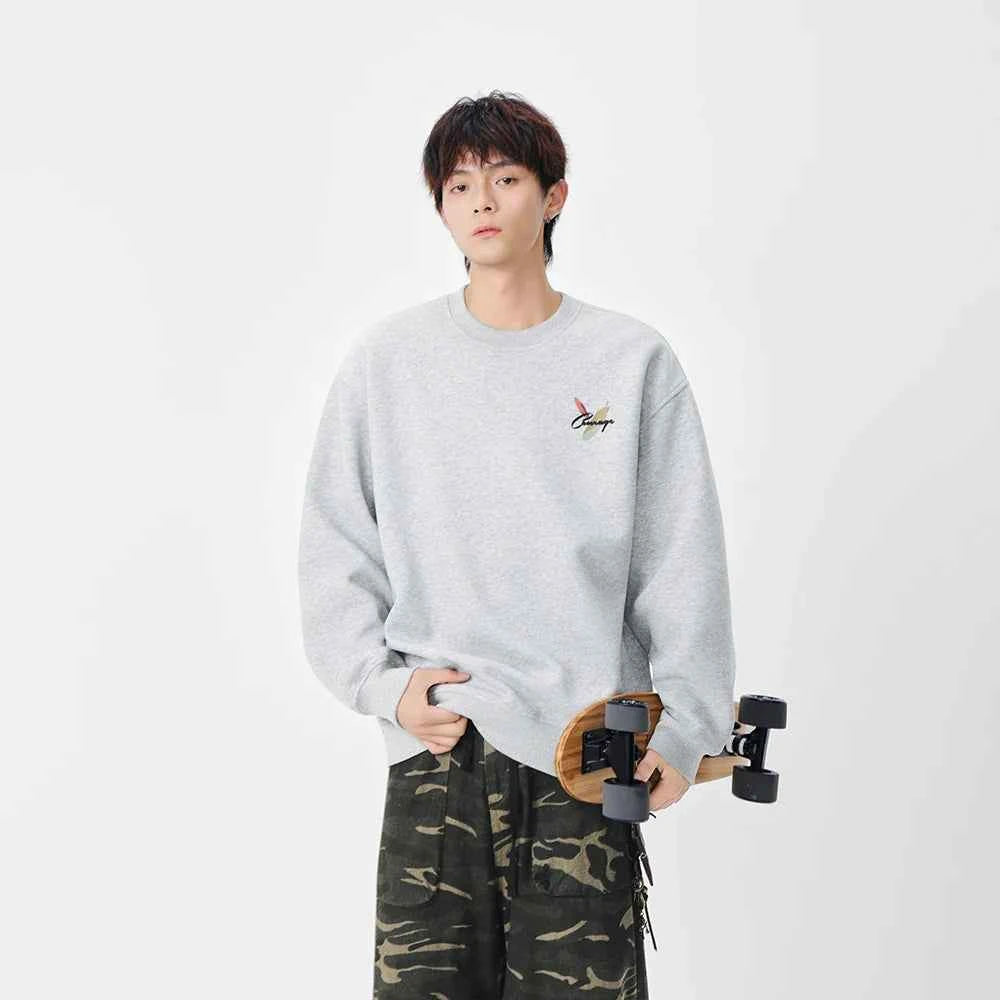 Cozy Feather Pattern Letter Print Sweatshirt