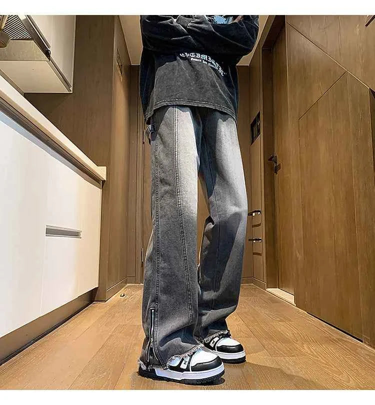 Men's Trendy Streetwear Zipper Denim Jeans