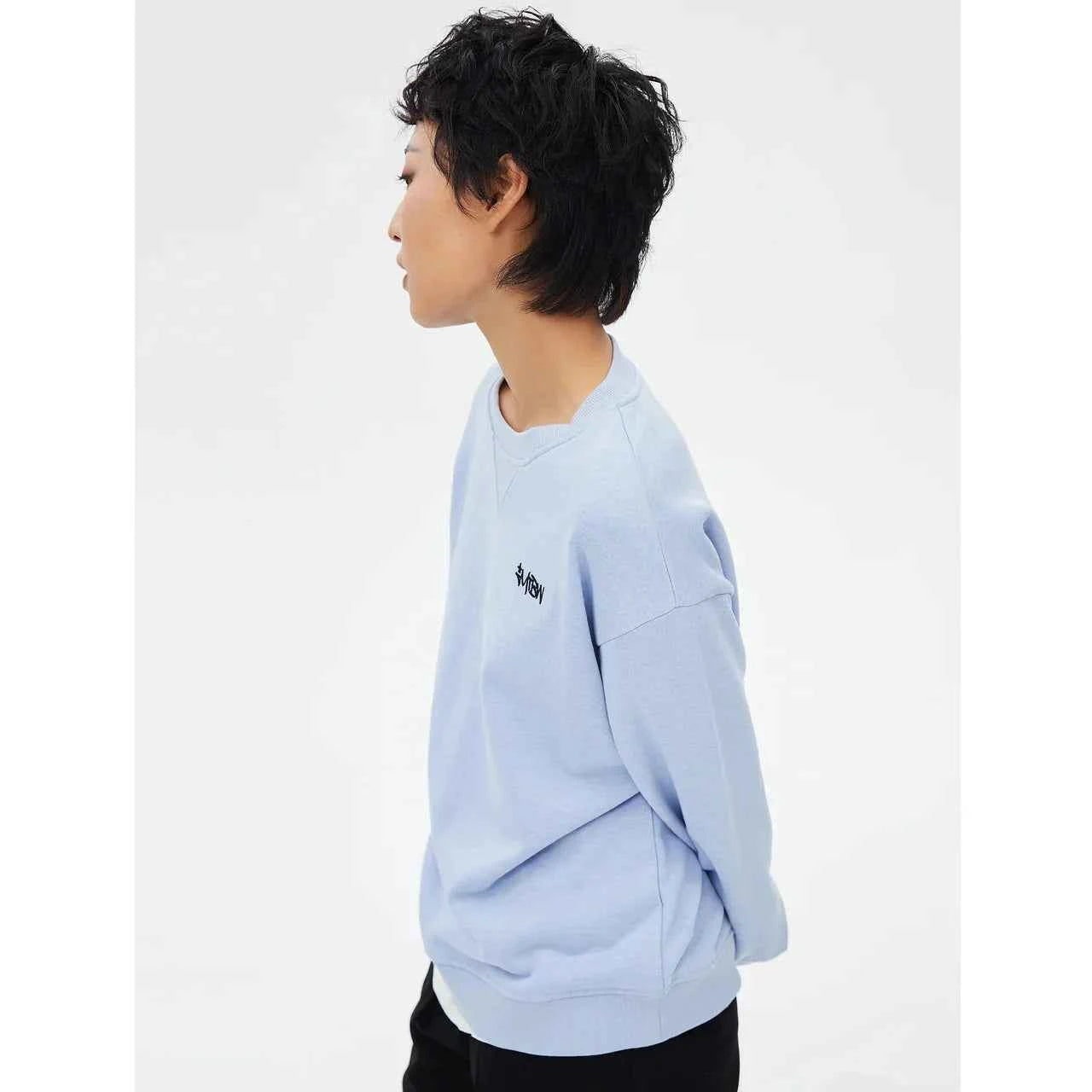 Comfortable Round Neck Embroidered Letter T-Shirt