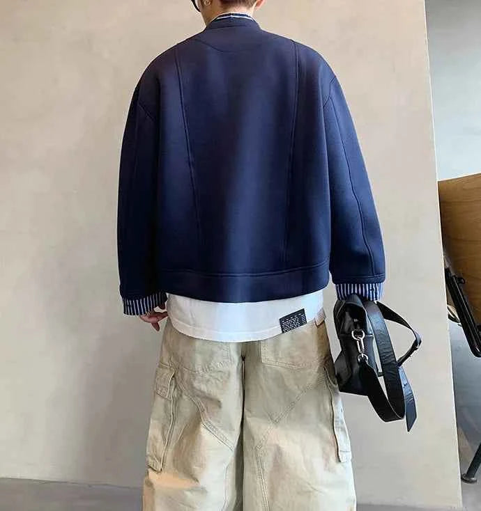 Trendy Fake Two-Piece Open Front Sweatshirt