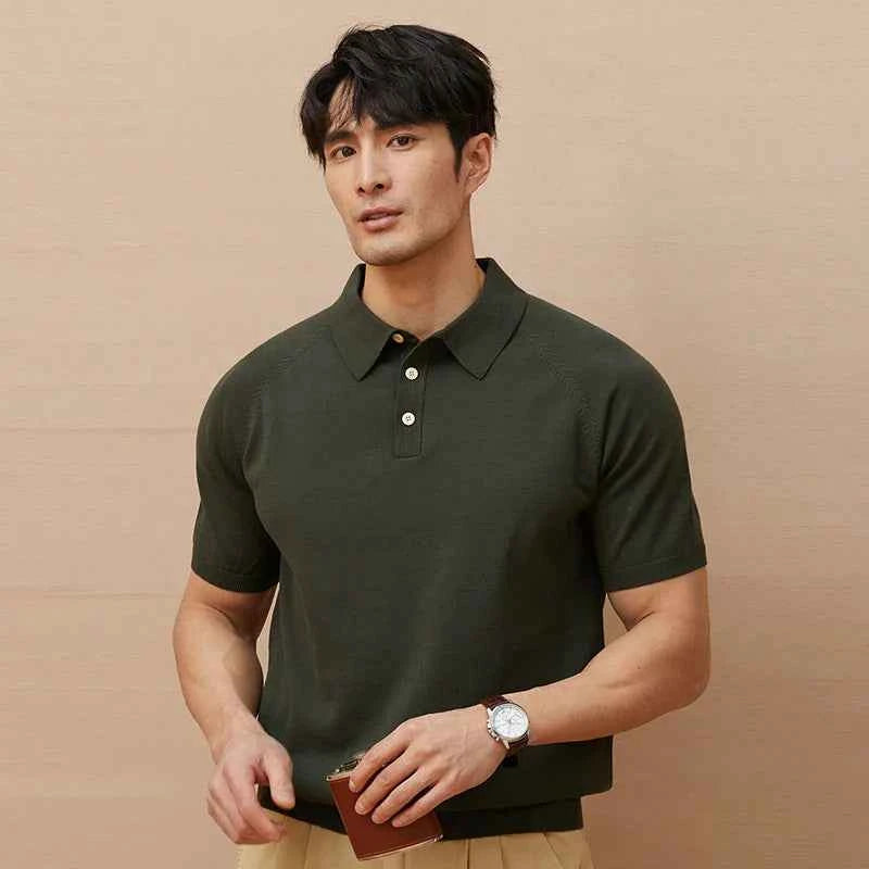 Classic Comfort Luxury Knitted Polo Short Sleeve T-Shirt