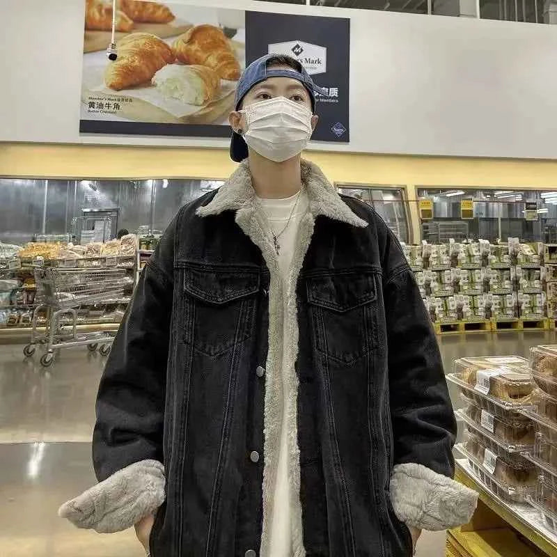 Streetwear Thick Winter Fleece Furr Denim Jacket