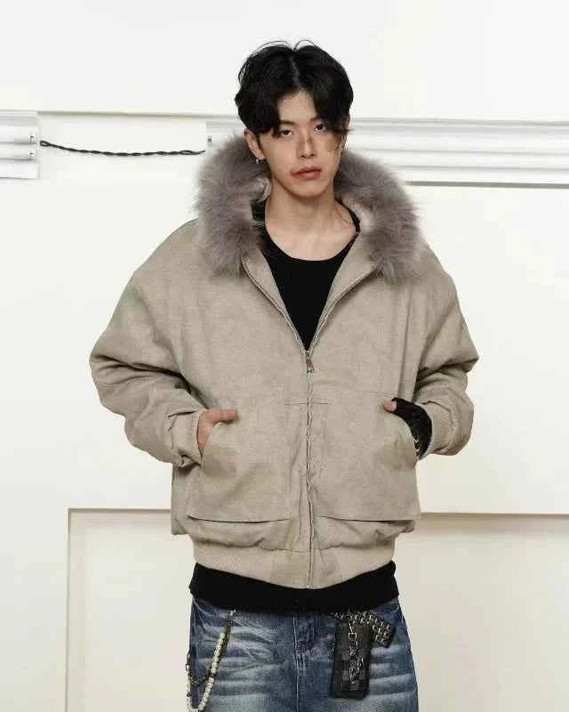 Effortless With Large Pockets Fur Hooded Jacket