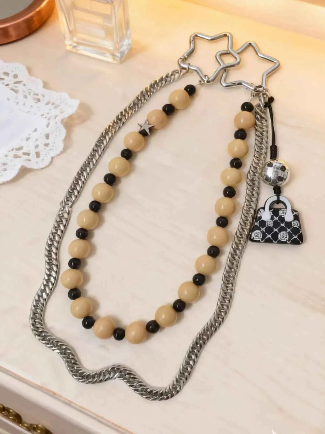 Handmade Acrylic Beads Stainless Steel Waist Chain