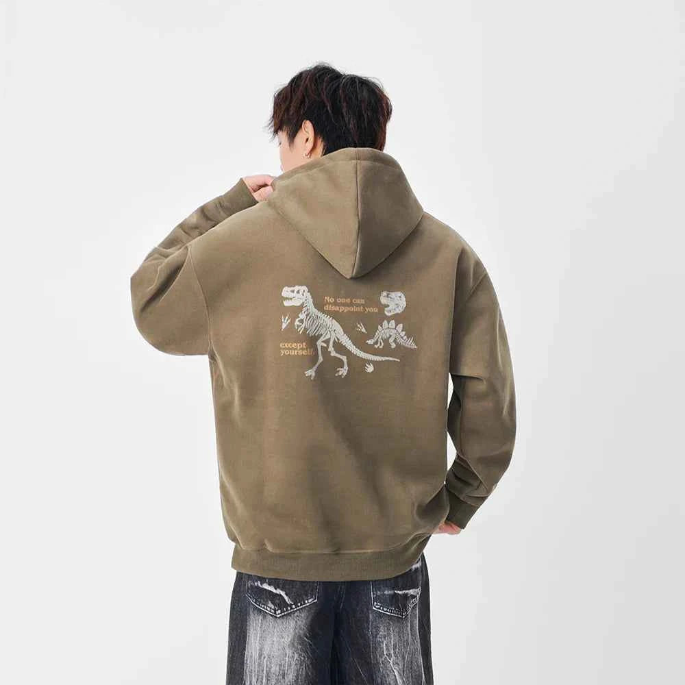 Y2K Dinosaur Skeleton Print Casual Hoodie