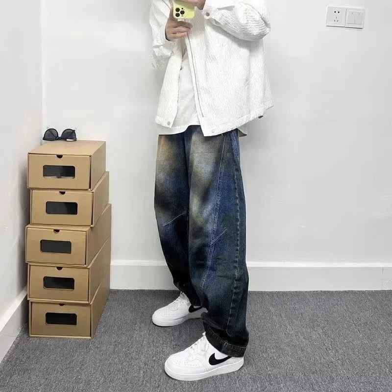 Cool Retro Graffiti Painted Punk Baggy Jeans