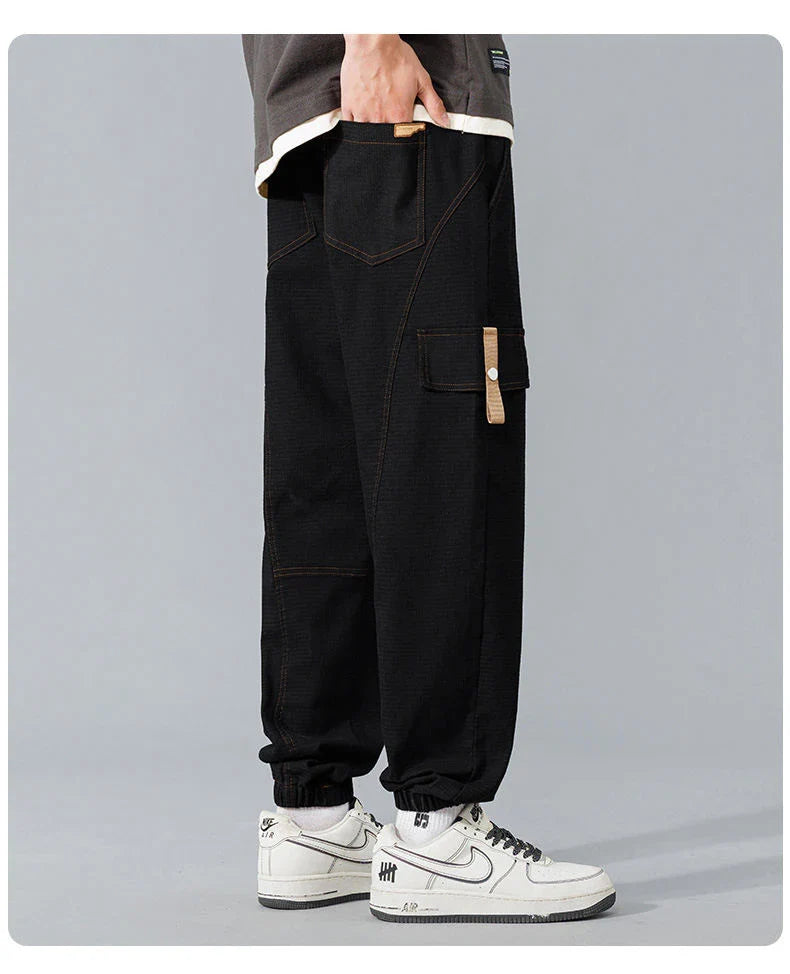 Elastic Cropped Pockets Safari Style Pants