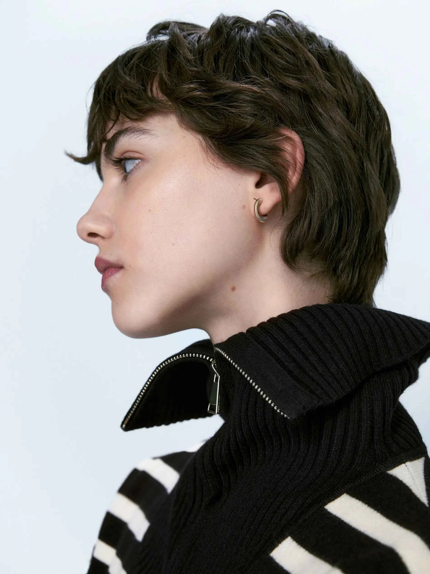 Retro Ethereal Striped Patchwork Turtleneck Sweater