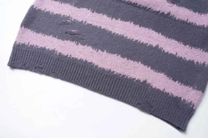 Oversized Striped Grunge Knitted Casual Sweater