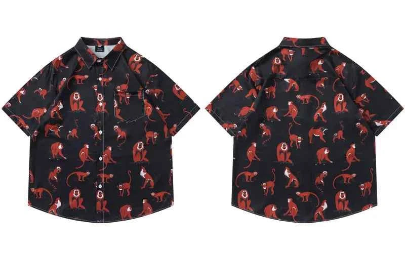 Colorful Cute Monkey Graphic Beach Shirt